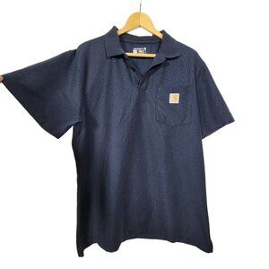 Carhartt Men's Navy Blue Loose Fit Original Pocket Polo Size M